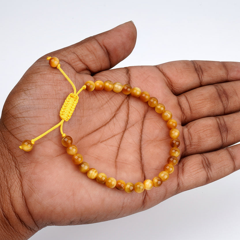 Brown Cats Eye Adjustable Thread Bracelet-6 mm