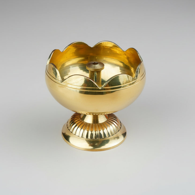 Brass Tomato Diya-Gold Finish