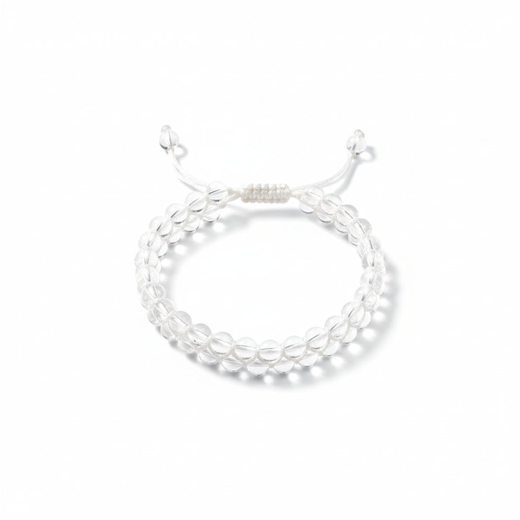 Round Sphatik Double Turn Bracelet-Red Thread