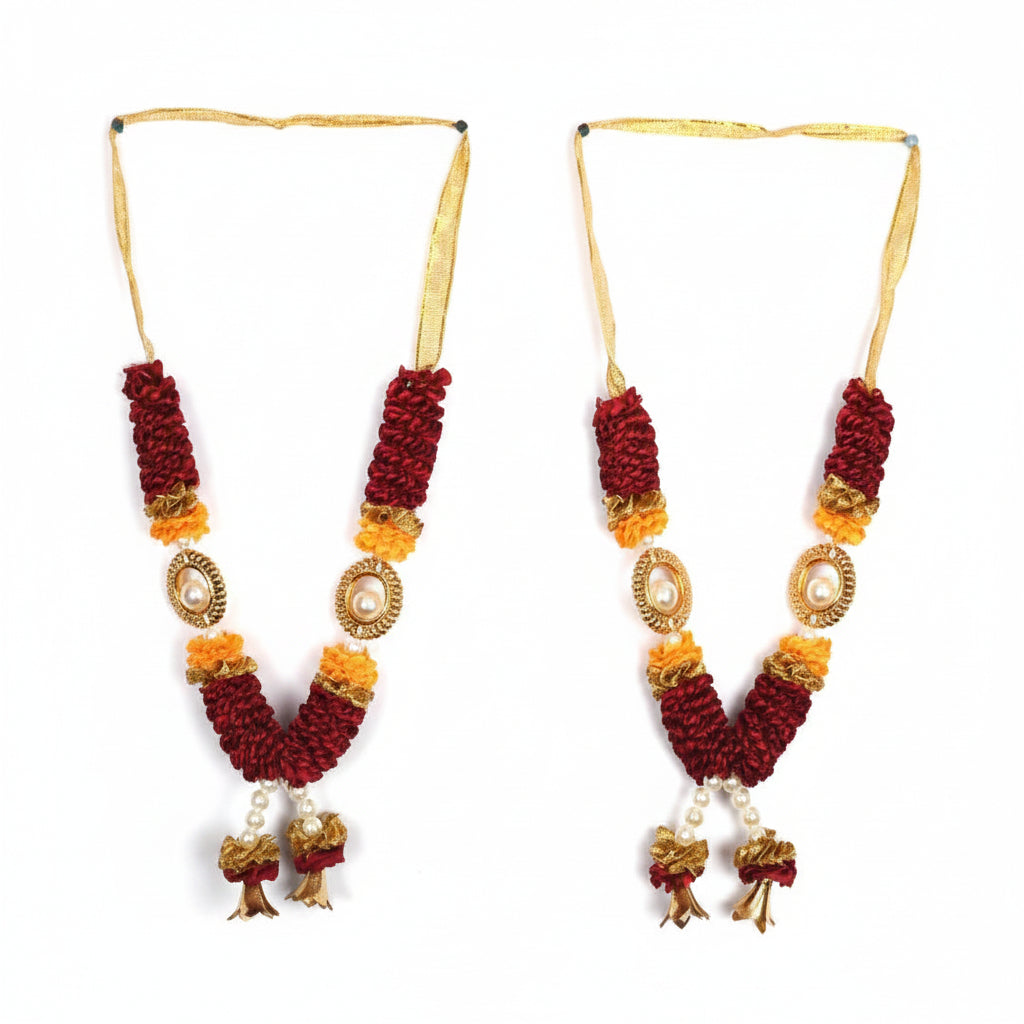 Pearl Deity Garland Design XX-Maroon