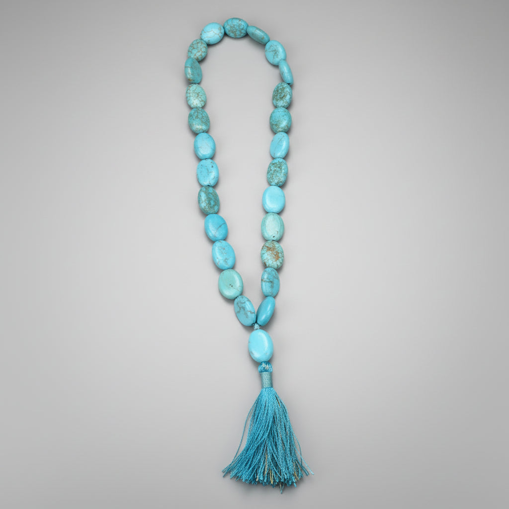 Turquoise Firoza Flat Oval Beads Mala