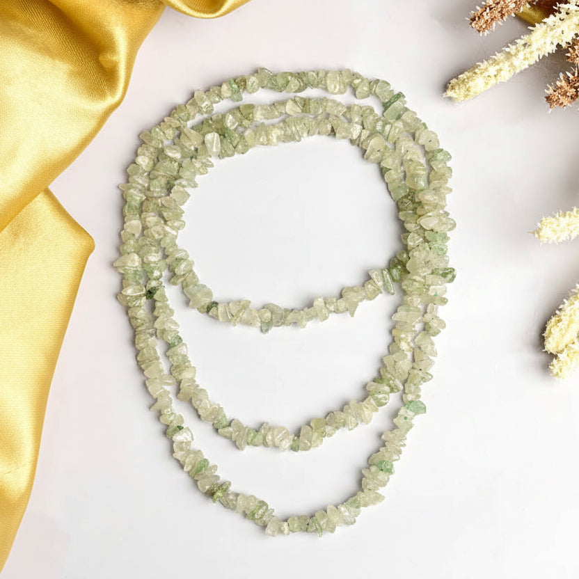 Natural Green Aventurine Uncut Beads Necklace