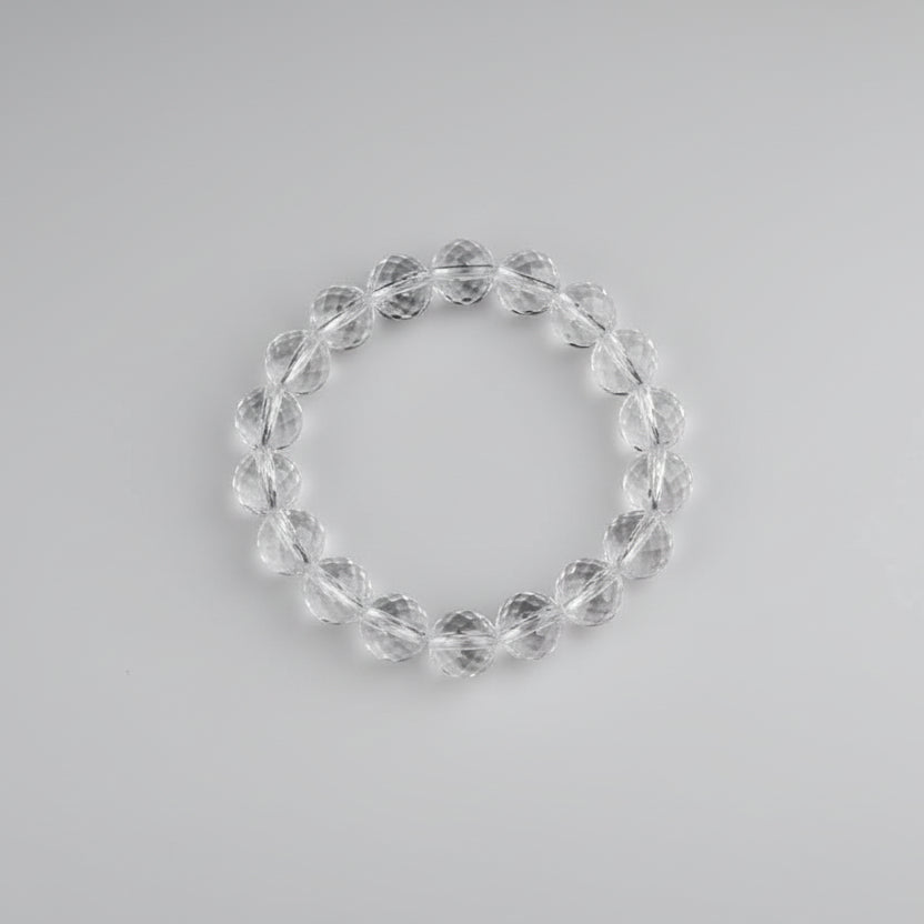 Round Faceted Sphatik Bracelet in Elastic-7 mm