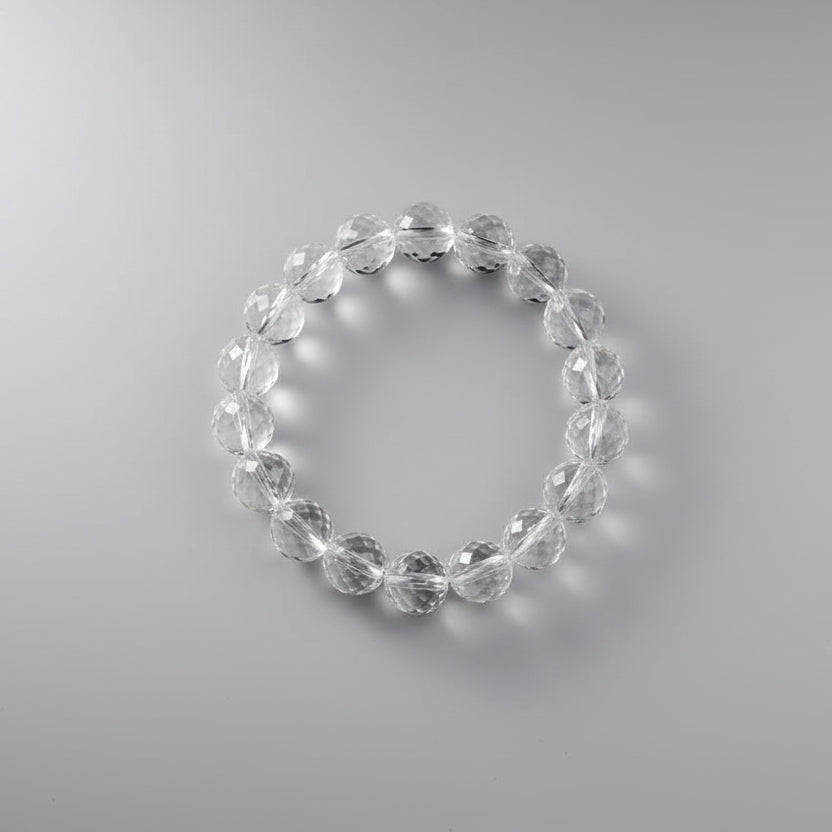 Round Faceted Sphatik Bracelet in Elastic-6 mm