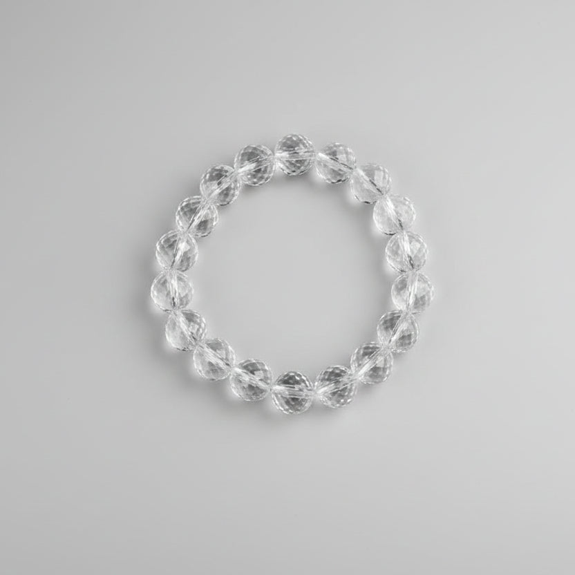 Round Faceted Sphatik Bracelet in Elastic-8 mm