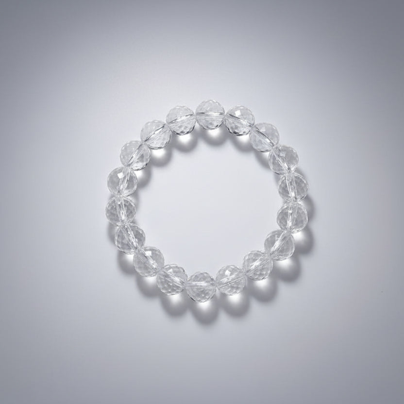 Round Faceted Sphatik Bracelet in Elastic-4 mm