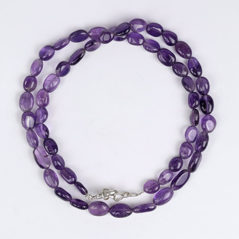 Amethyst Oval Beads Necklace