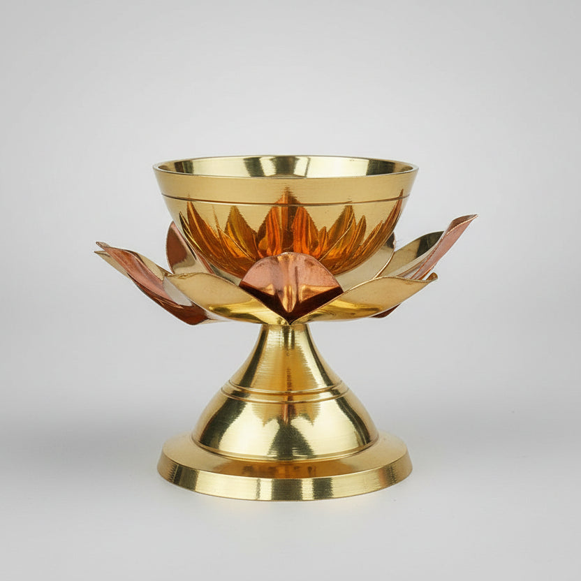 Brass Flower Deepak Diya-Large