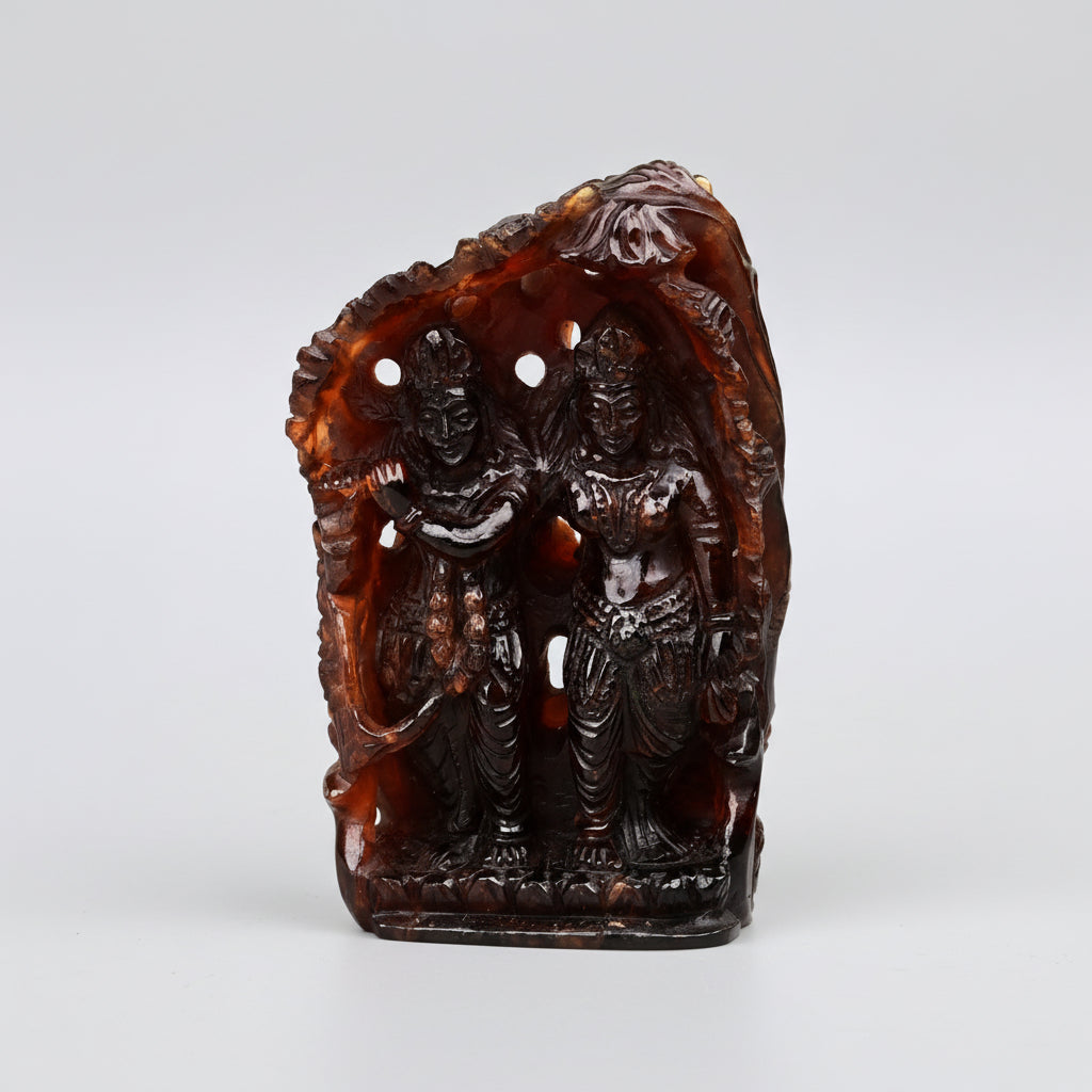 Hessonite Gomed Radha Krishna Idol - 1080 Carat
