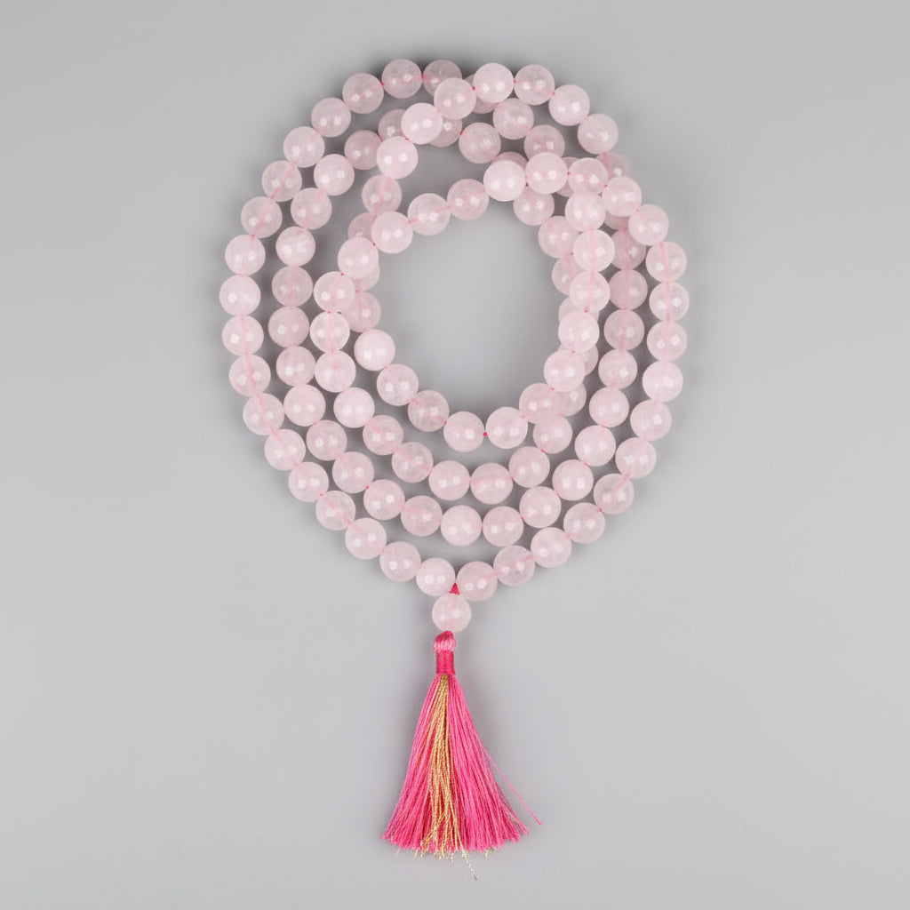 Rose Quartz Faceted Beads Mala-10 mm