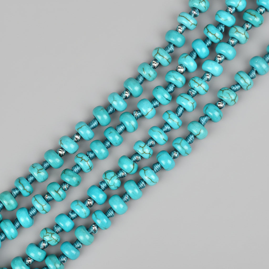 Turquoise Firoza Button Beads Mala-6 mm