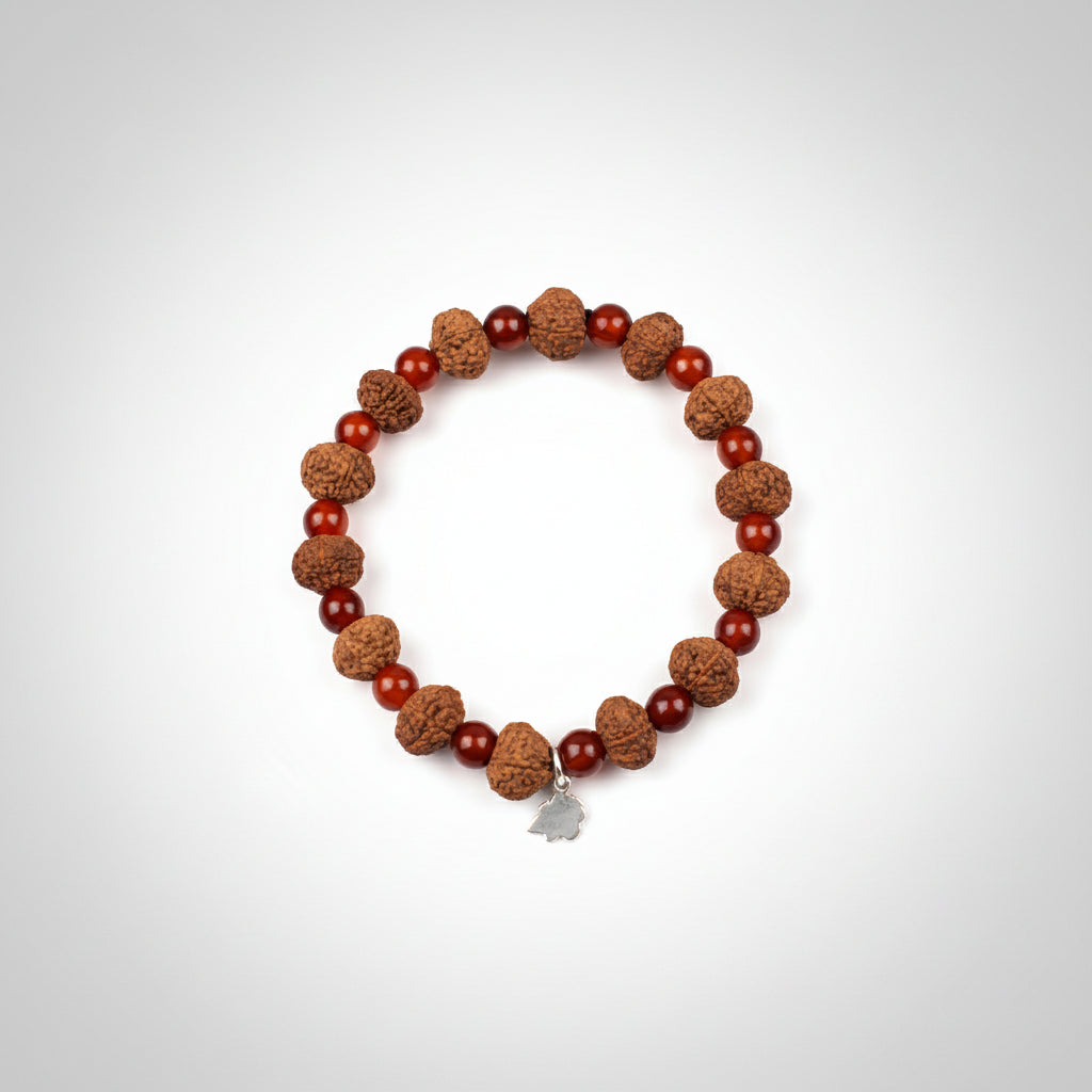 10 Mukhi Krishna Bracelet from Java with Carnelian Beads