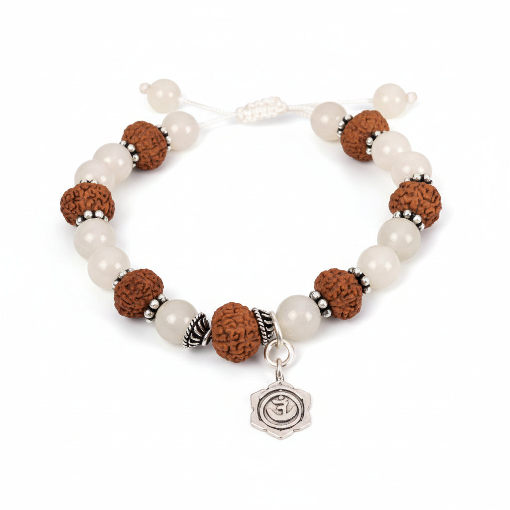 10 Mukhi Rudraksha and Moonstone Bracelet - I