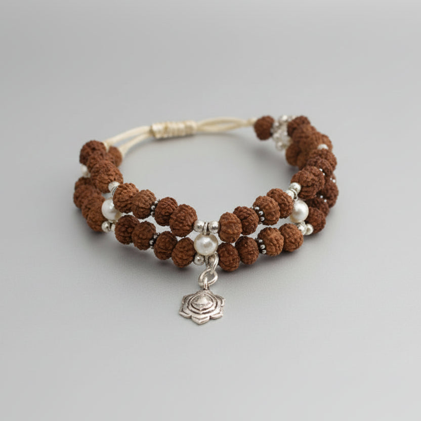 10 Mukhi Rudraksha and Pearl Bracelet - I