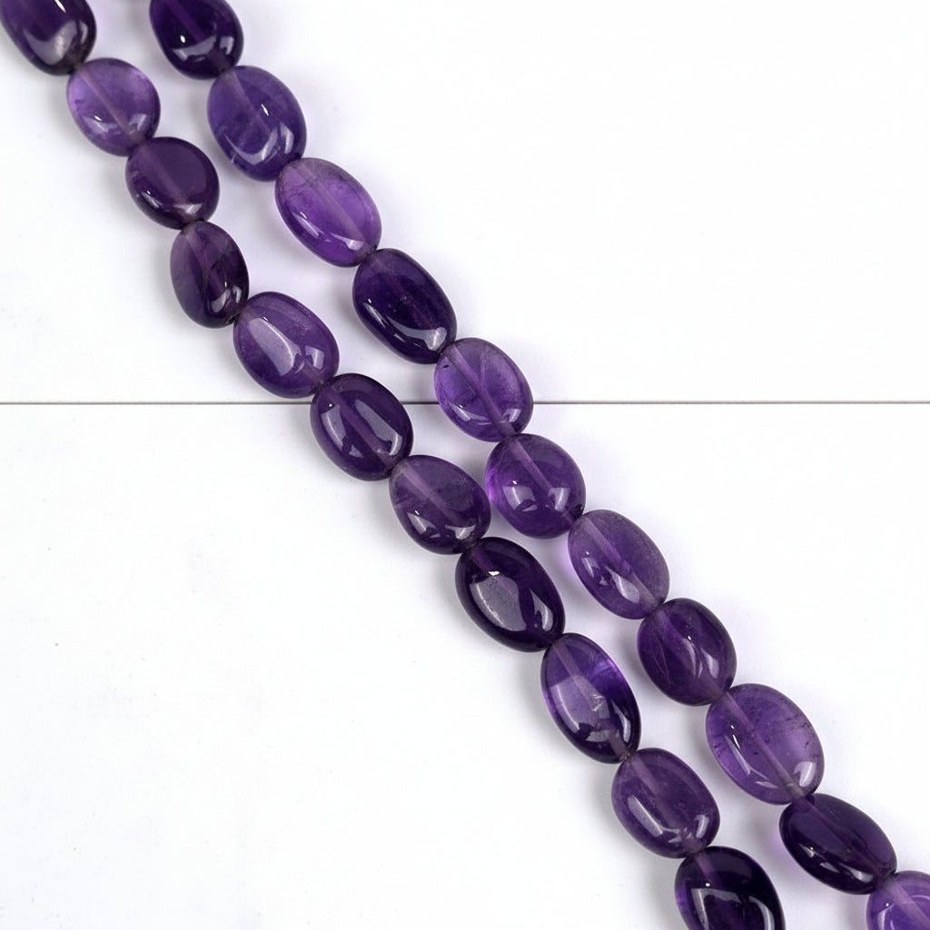 Amethyst Oval Beads Necklace