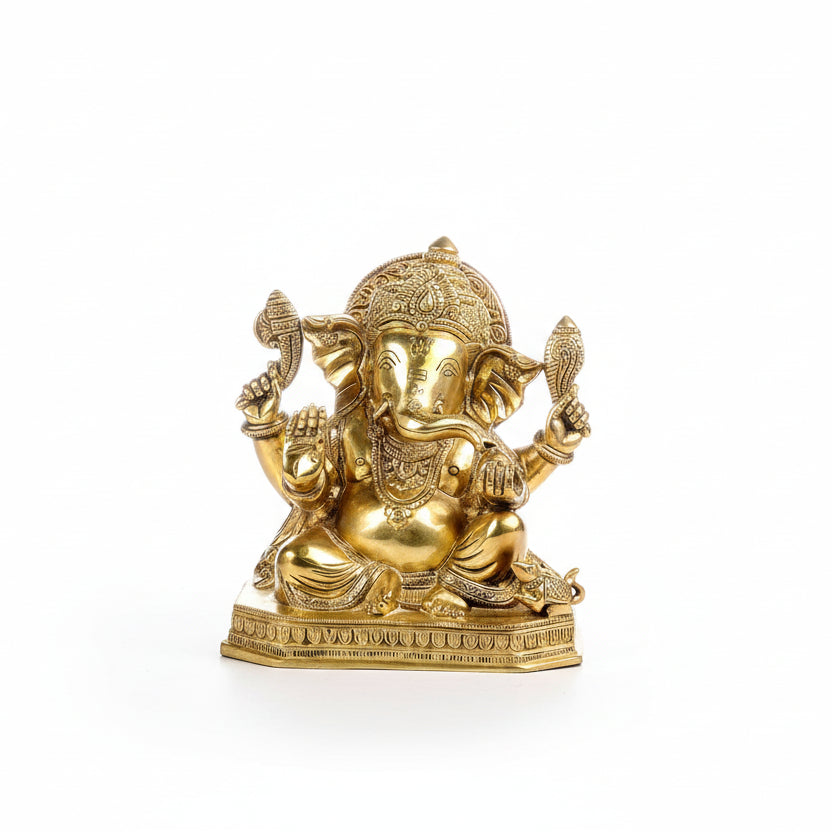 Majestic Ganesha Brass Murti