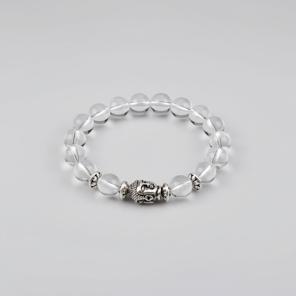 Round Sphatik Buddha Bracelet in Elastic-7 mm