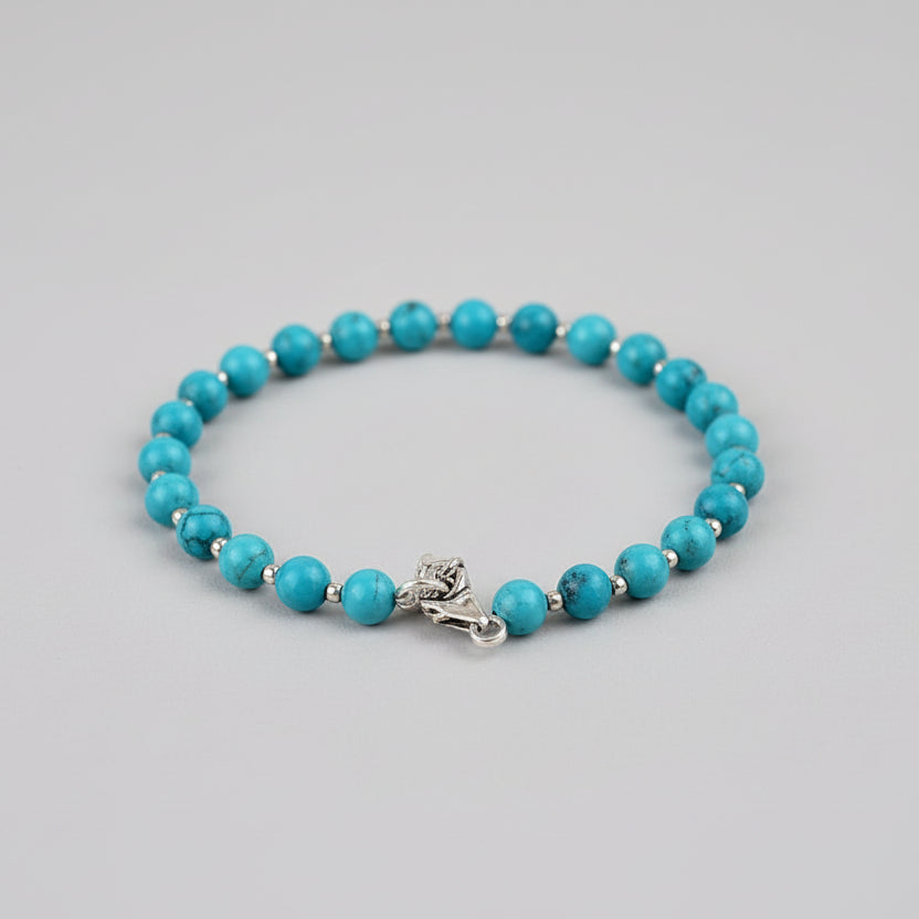 Turquoise Bracelet in Silver Ball-8 mm