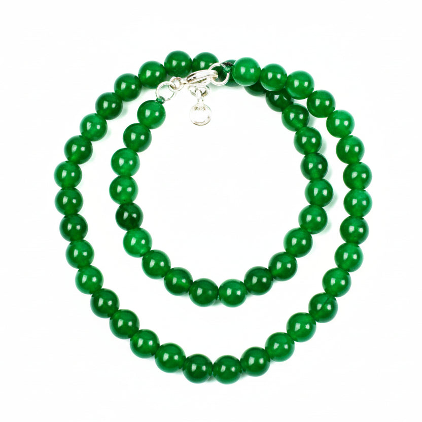 Green Onyx Round Mala-108+1 Beads (Size: 8 mm)