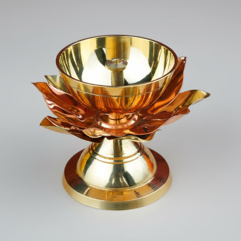 Brass Flower Deepak Diya-Large
