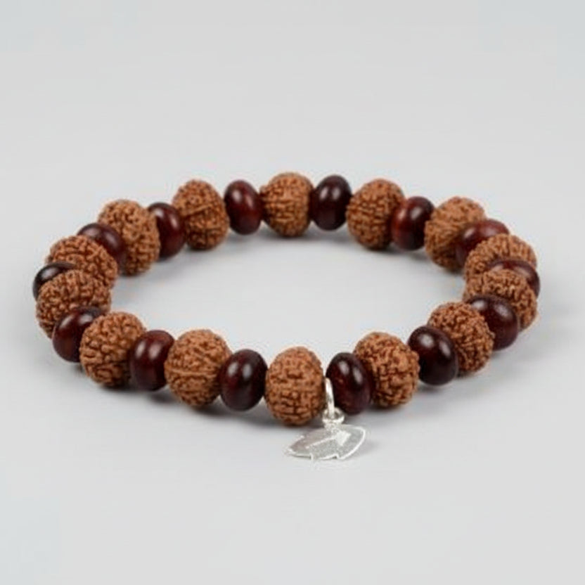 11 Mukhi Ekadash Bracelet from Java with Red Sandalwood Beads