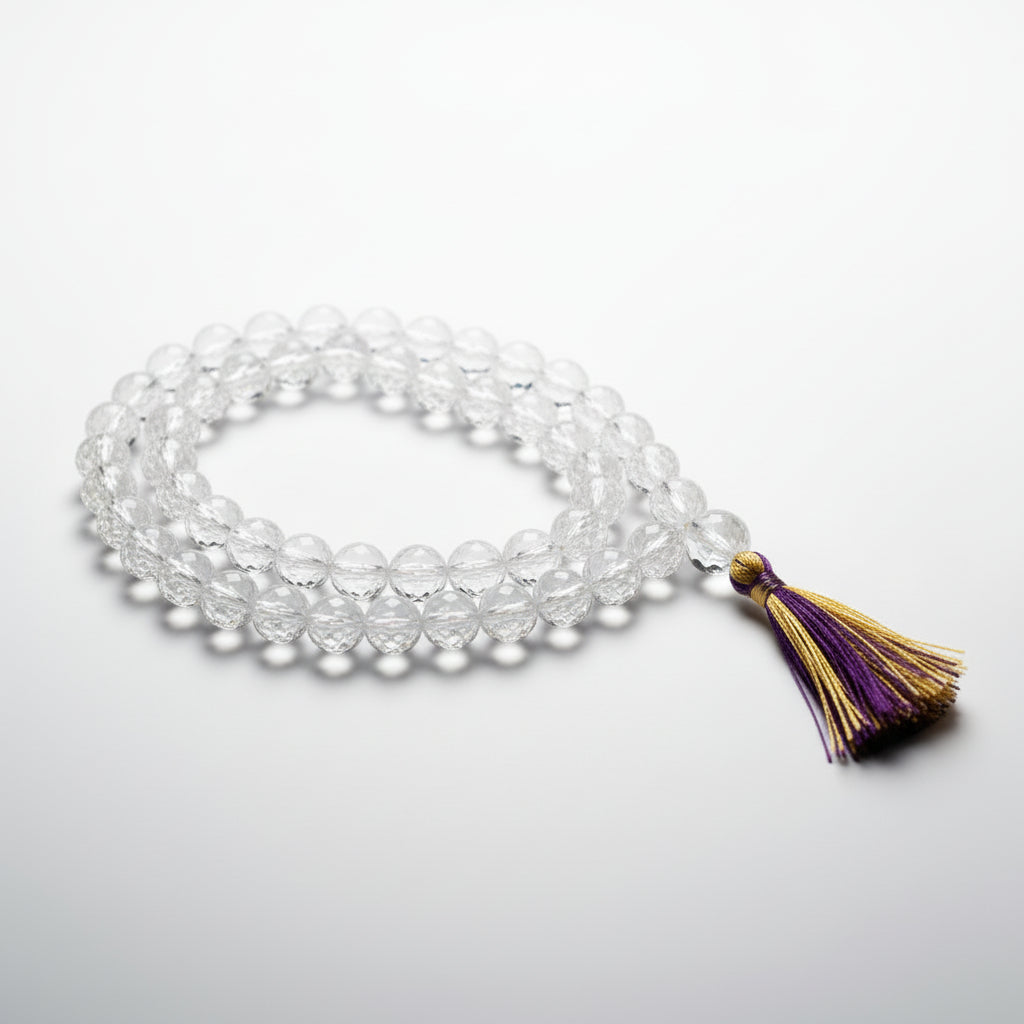 Diamond Cut Sphatik Mala-54+1 Beads (Size: 12 mm)