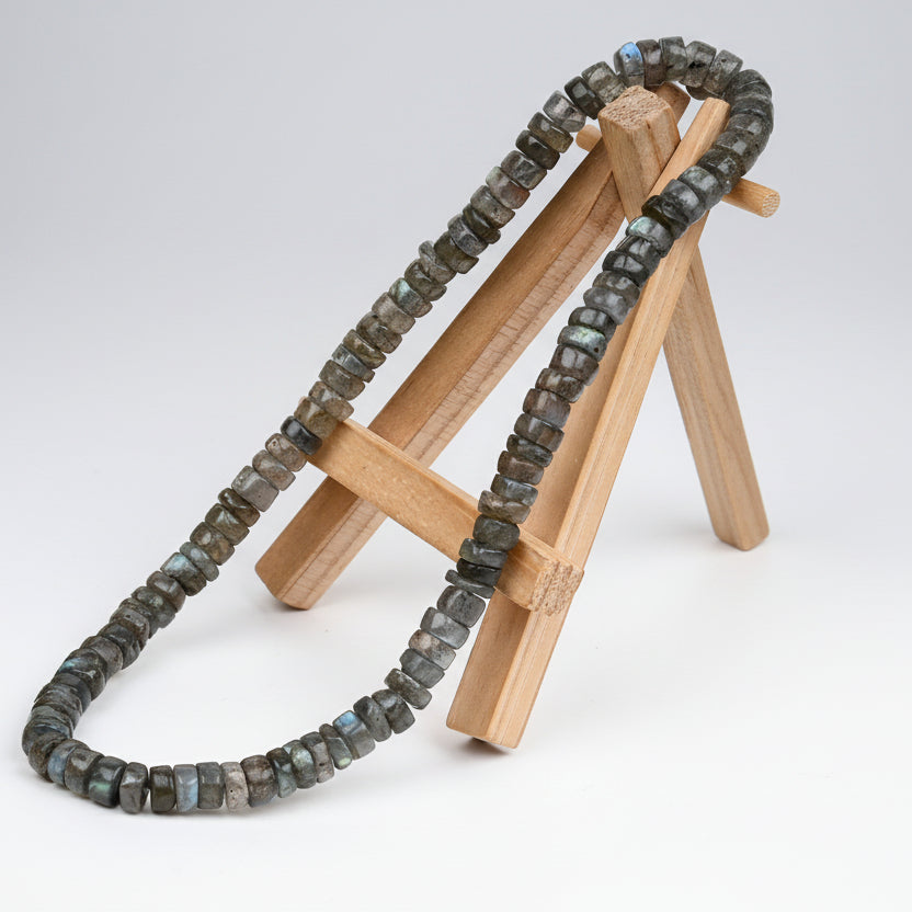 Labradorite Pipe Shaped Beads Necklace-8 mm