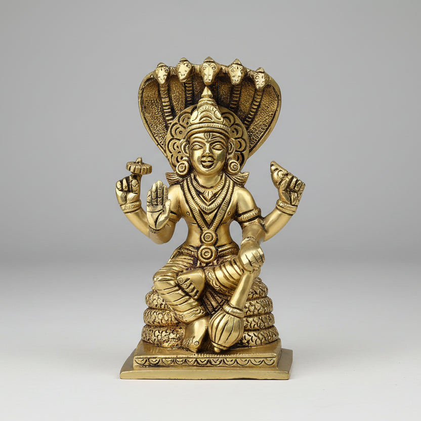 Brass Narayan Idol on Sheshnaag
