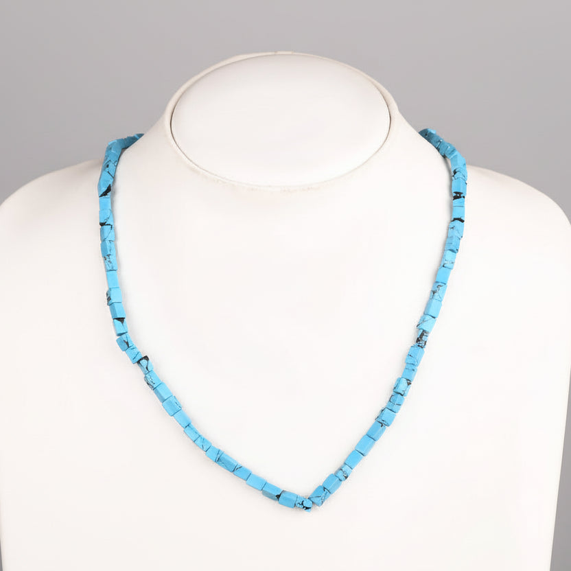 Turquoise Firoza Cuboid Beads Necklace