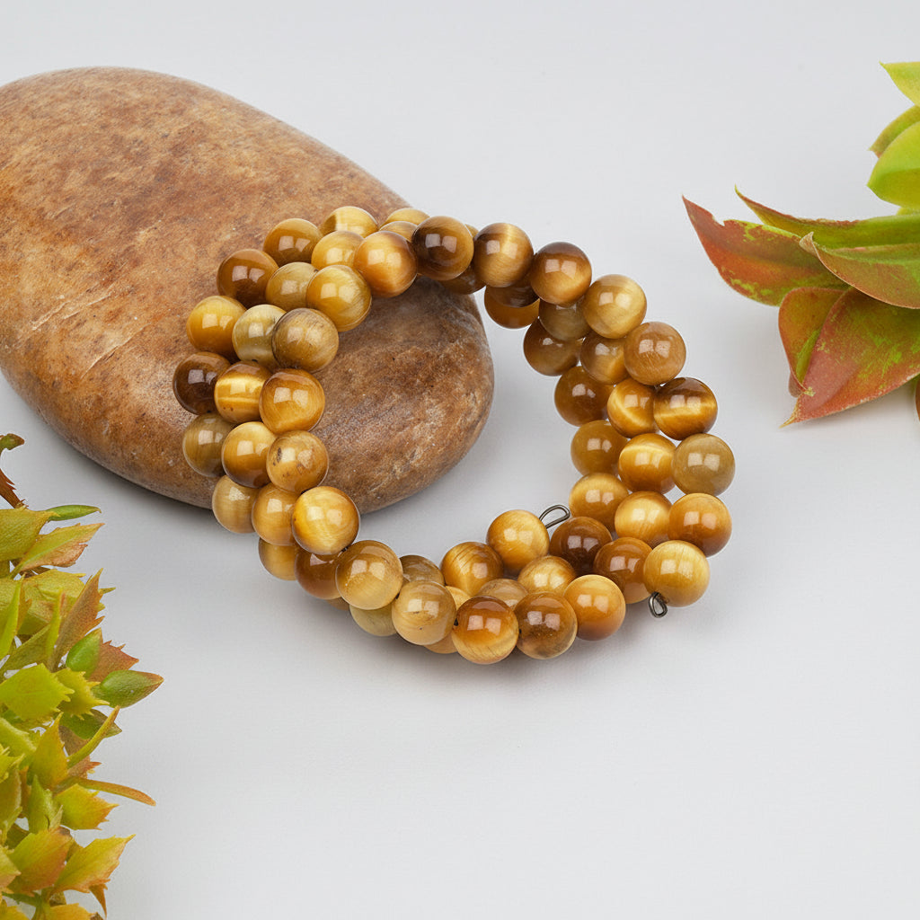 Brown Cats Eye Spiral Stack Bracelet-8 mm