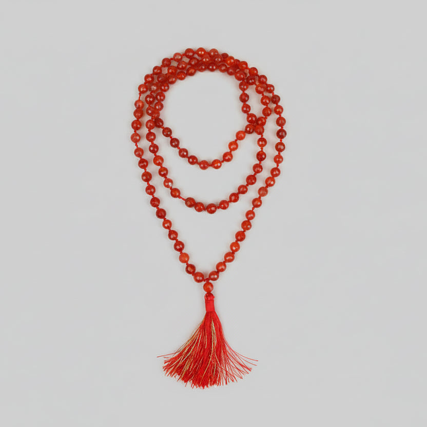 Natural Red Carnelian Faceted Beads Mala-6 mm