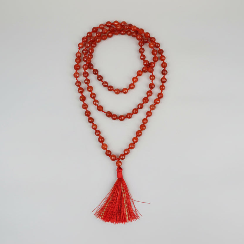 Natural Red Carnelian Faceted Beads Mala-10 mm
