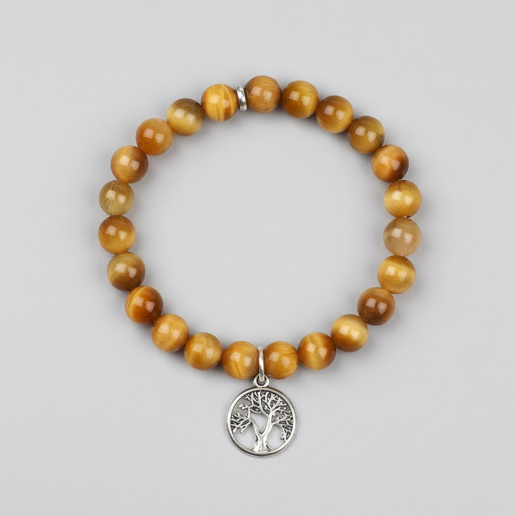 Brown Cats Eye Tree of Life Trinklet Bracelet-10 mm