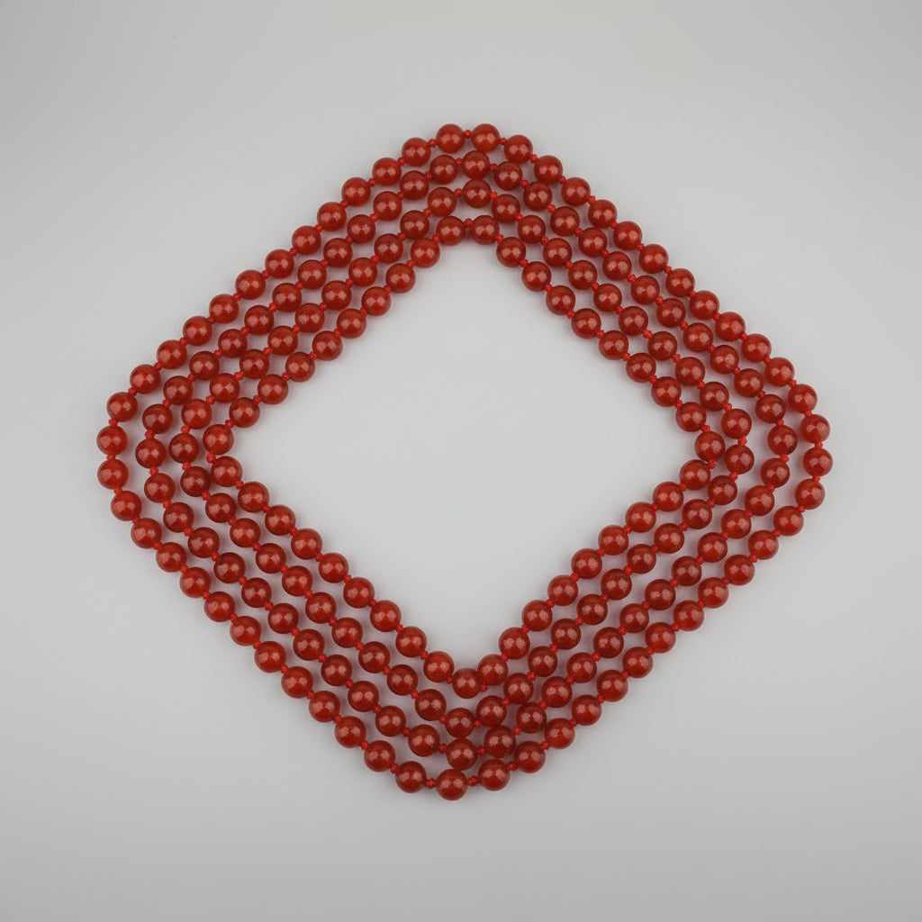Natural Red Carnelian Faceted Beads Mala-10 mm