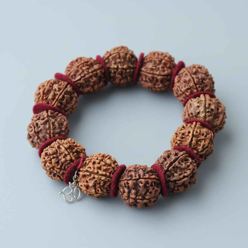 9 Mukhi Durga Shakti Bracelet-Small-Woolen Spacers