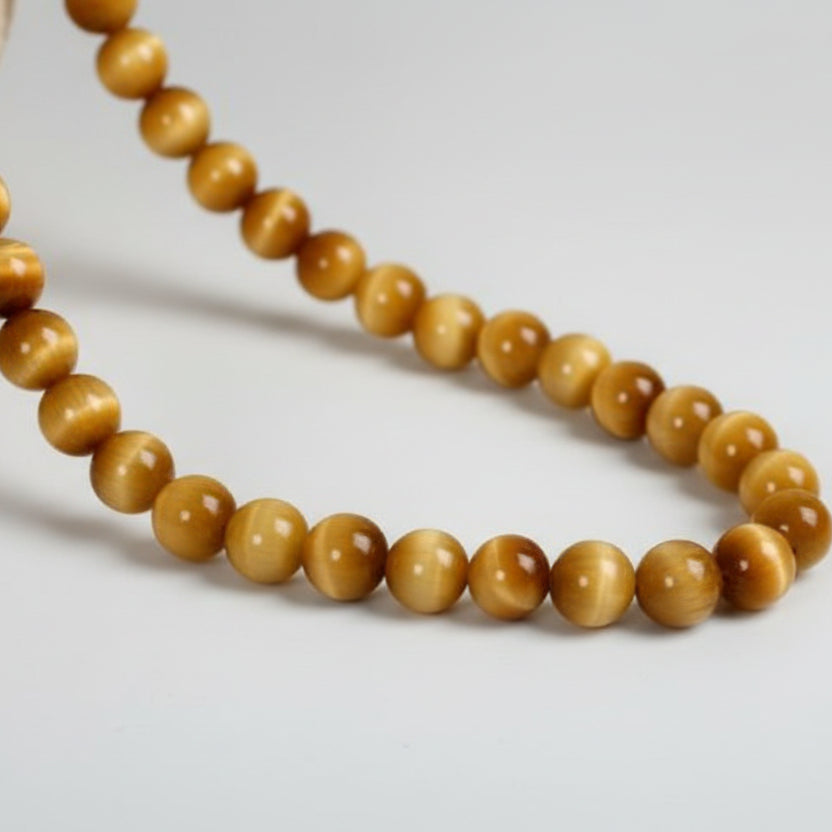 Brown Cats Eye Round Mala (8 mm)-54 Beads