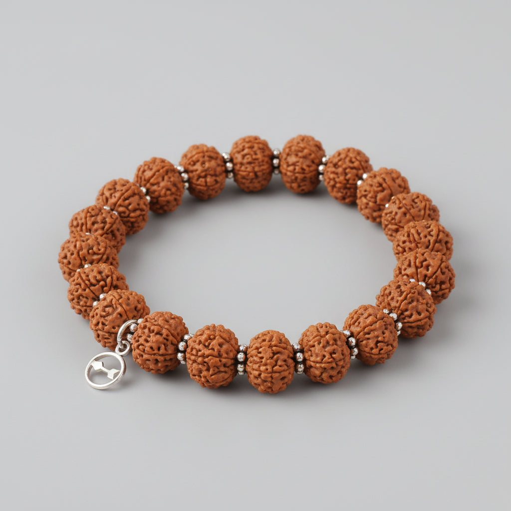 11 Mukhi Ekadash Rudra Java Bracelet-Silver Caps