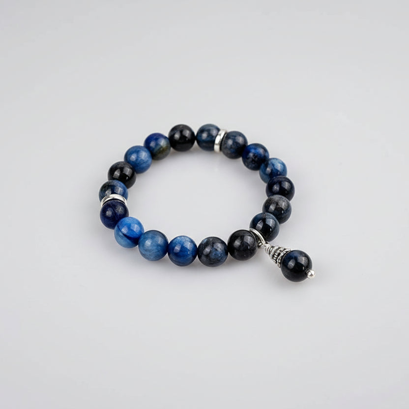 Kyanite Elastic Bracelet With Silver Trinklet
