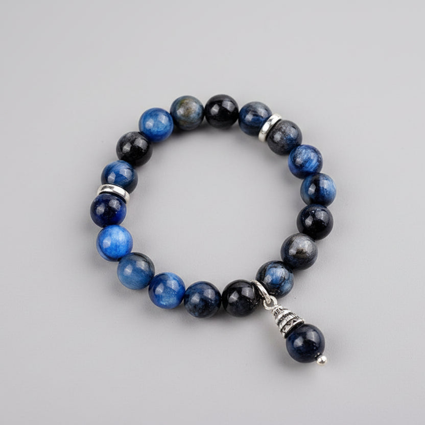 Kyanite Elastic Bracelet With Silver Trinklet