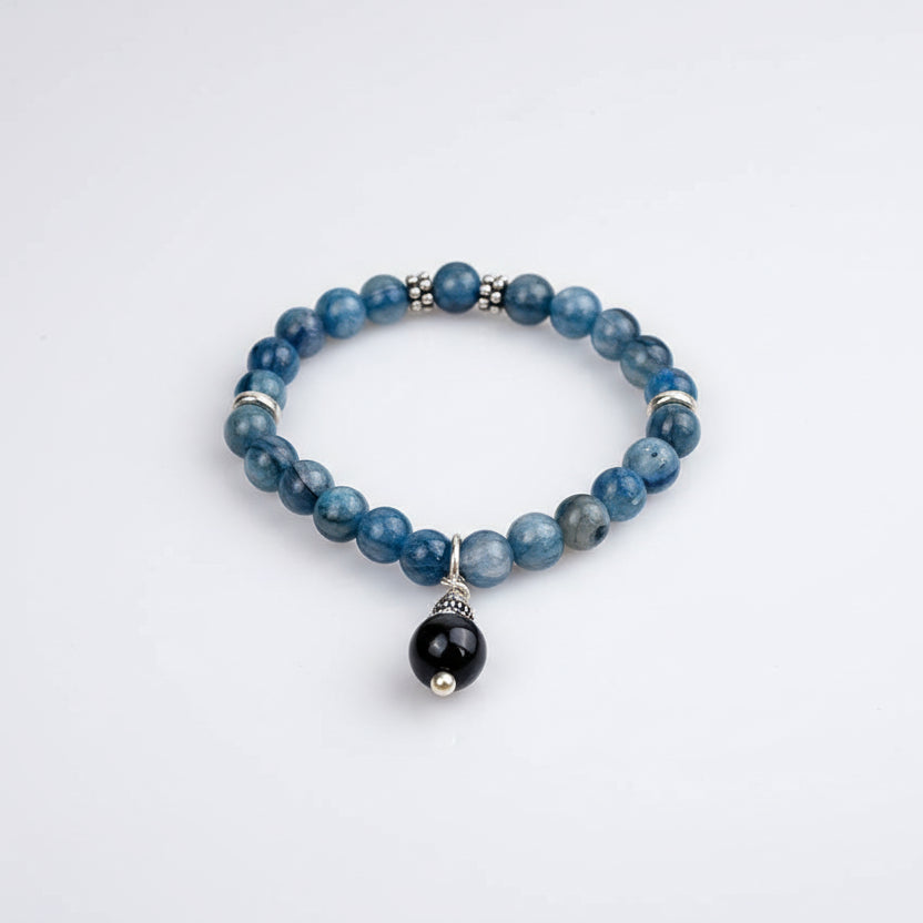 Kyanite Elastic Bracelet With Silver Trinklet (I)