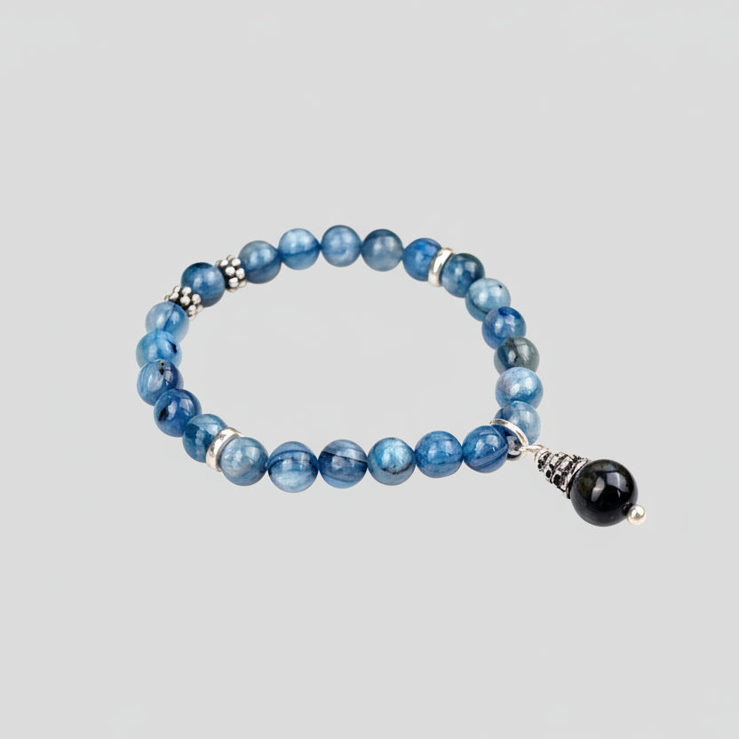 Kyanite Elastic Bracelet With Silver Trinklet (I)