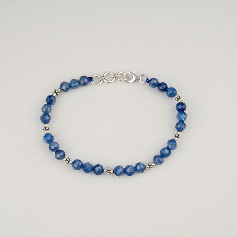 Kyanite Faceted Silver Chakra & Balls Bracelet