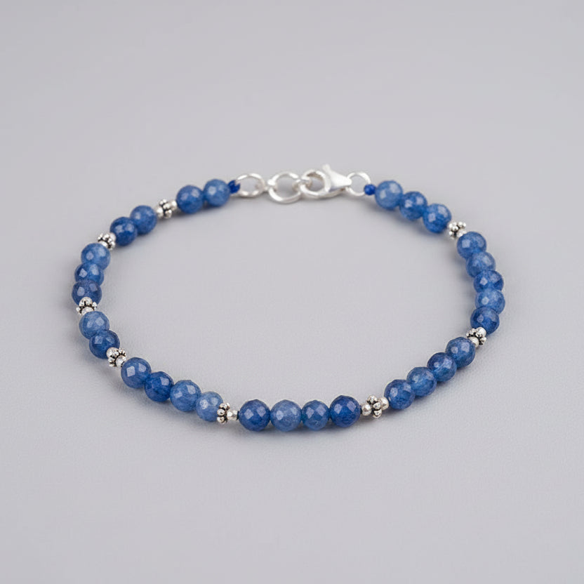 Kyanite Faceted Silver Chakra & Balls Bracelet