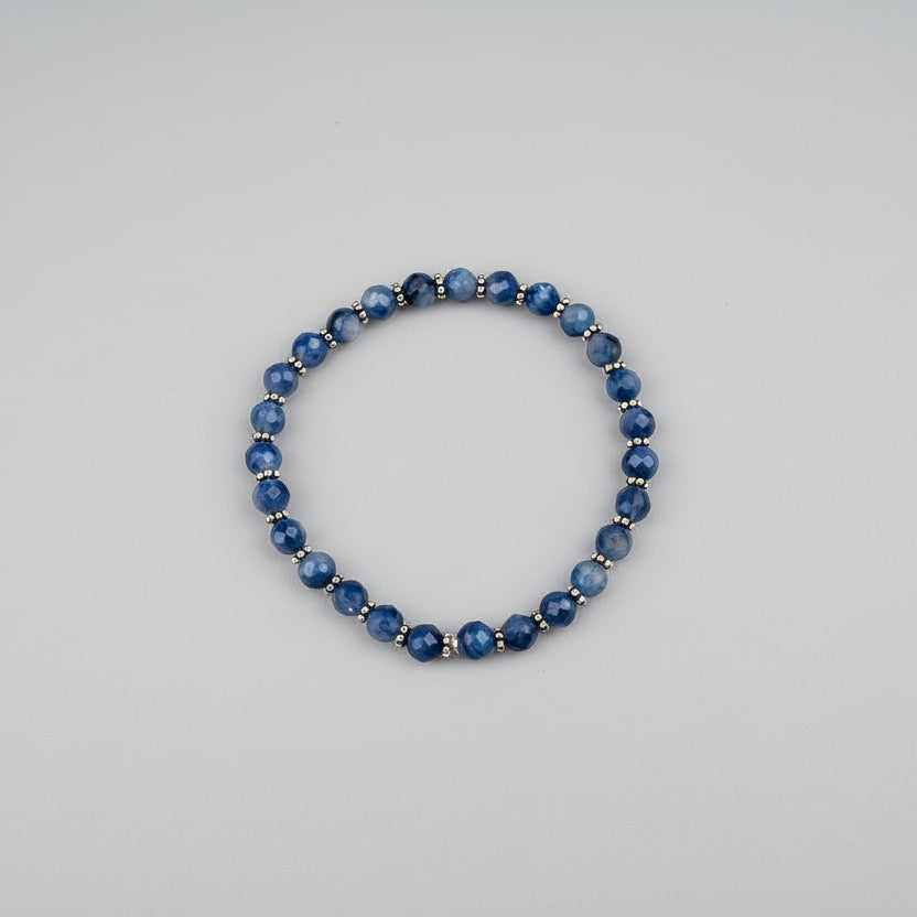 Kyanite Faceted Silver Chakri Bracelet