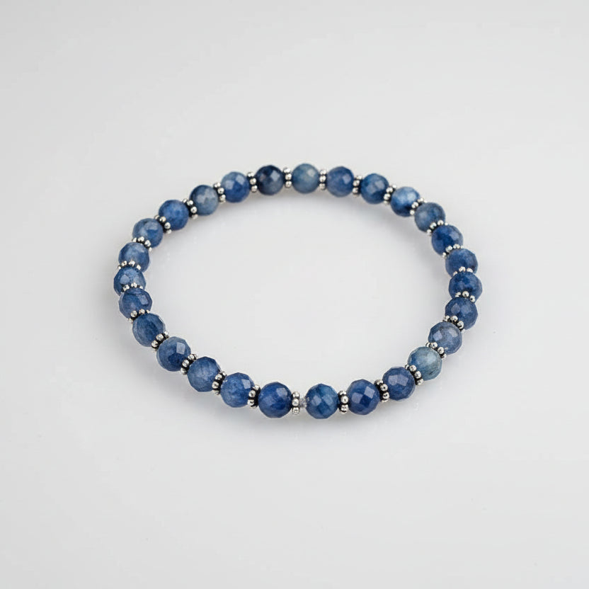 Kyanite Faceted Silver Chakri Bracelet