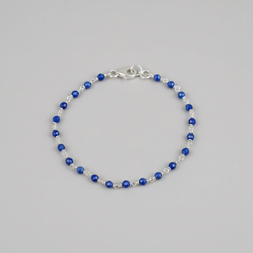 Kyanite Faceted Bracelet With Silver Knots
