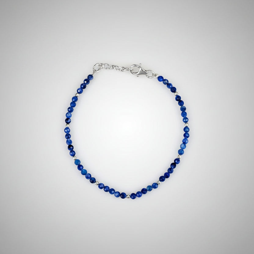 Kyanite Faceted Bracelet With Silver Balls