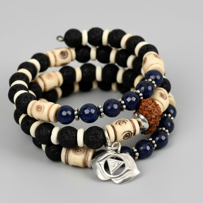 17 mukhi Rudraksha and Blue Sapphire Bracelet - III