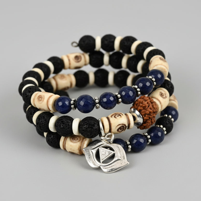 17 mukhi Rudraksha and Blue Sapphire Bracelet - III