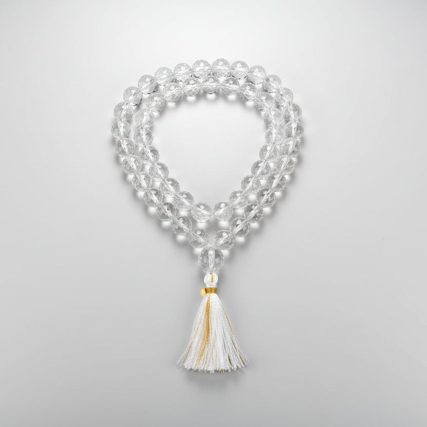 Diamond Cut Sphatik Mala-54+1 Beads (Size: 20 mm)
